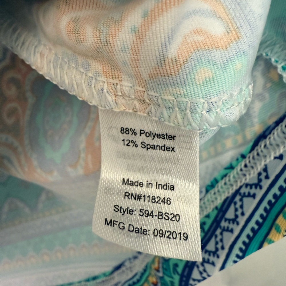 Cabana Life Blue and Green Patterned Long Sleeve Top - Picture 5 of 8